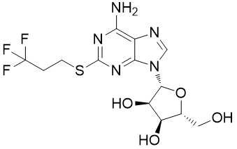 163706-51-2，2-(3,3,3-trifluoropropylthio)adenosine，C13H16F3N5O4S，395.36